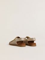 Noa Junior sandals in micro-glitter and platinum leather - Image 4