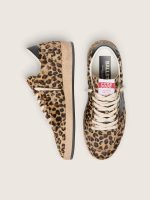 Women's Ball Star in leo-print pony skin, black leather star & heel tab - Image 3