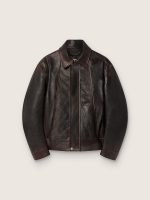 Men's bomber jacket in burgundy nappa leather