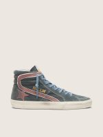Men's Slide in gray suede with brown nubuck star and flash