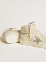 Women's Sky-Star in leather with light blue leather star and white heel tab - Image 4