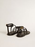 Women's Penelope flat sandals in black leather - Image 4