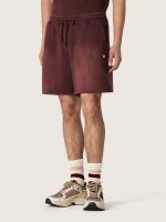 Unisex jogging shorts in burgundy cotton fleece - Image 5