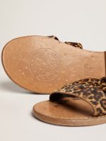 Women's Margaret flat sandals in leopard-print pony skin - Image 4