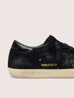 Women's Super-Star LTD in black suede with black glitter star and black leather heel tab - Image 4