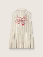 Girls' striped sleeveless shirt dress in ecru, beige and gray - Image 2