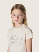 Journey girls' T-shirt in white cotton jersey with silver studs - Image 4