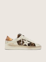 Women's Stardan in white leather and leopard pony skin with white leather star