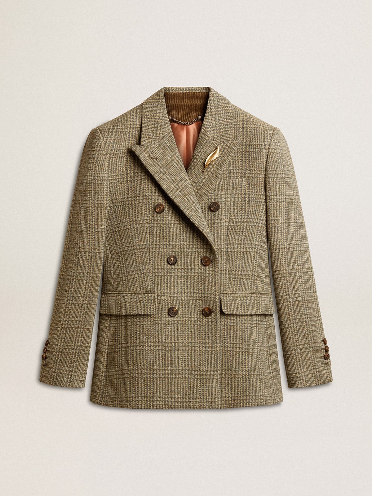 1df8432ce401f9a11bb342bc122a8a2c102889288f71500165cc2c3e87200b60 Women's double-breasted blazer in Shetland wool - Image 1