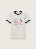 Women's T-shirt in gray melange cotton with print