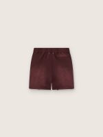 Unisex jogging shorts in burgundy cotton fleece - Image 2