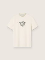 Men's white cotton T-shirt with print and logo