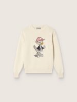 Golden girls' sweater in white cotton yarn with mascot embroidery