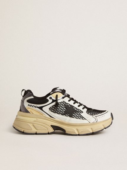 Women's Lightstar in white leather and black mesh with black TPU star