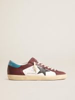 Men's Super-Star in crackle leather with brown star and teal heel tab