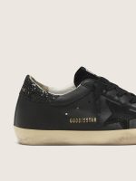 Women's Super-Star in black nappa with black star and glitter heel tab - Image 4