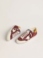 Men's Super-Star in brick-red suede with white leather star and animal-print heel tab - Image 2