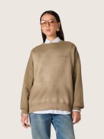 Unisex sweatshirt in military-green bleached-look cotton with embroidered logo - Image 5