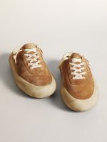 Women's Space-Star Sabot in tobacco-colored suede with perforated star - Image 2