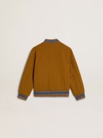Kids' wool bomber jacket in ochre yellow with patch - Image 6