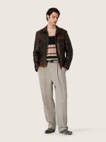 Men's pants in ecru pinstripe micro-chevron wool - Image 3