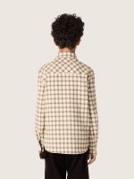 Boys' shirt in beige and brown checked cotton flannel - Image 6
