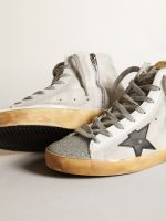 Women's Francy in white suede with black leather star and silver Swarovski crystal tongue - Image 3