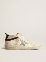Mid Star in white nappa leather with silver glitter star