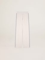 Women's white joggers with stars on the sides