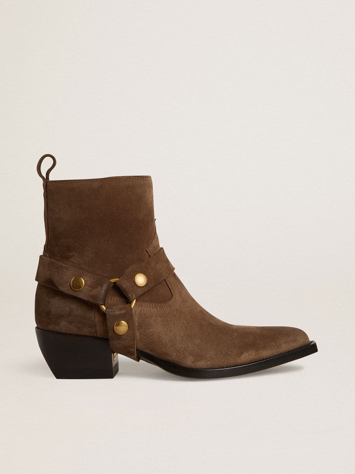 209b239a391039f3fb7ef4e968175dcbbd9fce9c3f3286ecddb53fbb322ae4be Low Debbie boots in dove-gray suede with removable buckle - Image 1
