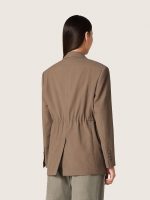 Women's double-breasted blazer in dove-gray chevron wool blend - Image 6