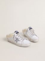 Super-Star Sabots in white leather with shearling lining and silver star - Image 2