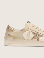 Women's Stardan in ecru nappa leather with gold glitter star and heel tab - Image 5
