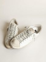 Women's Super-Star in white leather with perforated star and beige nubuck heel tab - Image 2