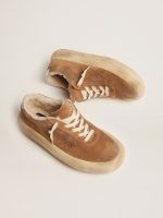 Women's Space-Star shoes in tobacco-colored suede with shearling lining - Image 2