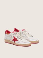 Women's Ball Star in white leather with red star and heel tab - Image 2