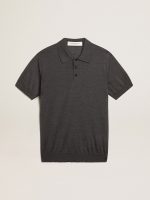 Women's polo shirt in anthracite merino wool