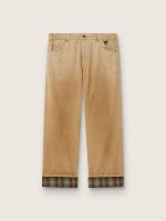 Men's pants in gradient beige cotton with check details