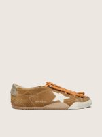 Women's True-Star in tobacco-colored suede with white star and platinum heel tab
