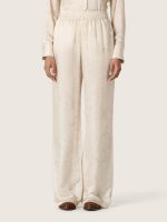 Women's pants in ivory silk blend jacquard satin - Image 5