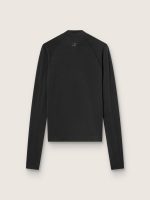 Women's black long-sleeve sports top with zip - Image 2