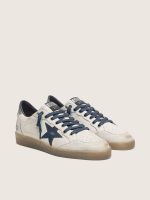 Men's Ball Star in white leather with dark blue leather star and silver laminated leather heel tab - Image 2