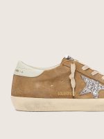 Women's Super-Star in tobacco suede with silver glitter star - Image 4