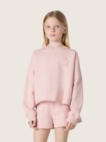 Star girls' cropped sweatshirt in pink cotton with patch and logo - Image 5