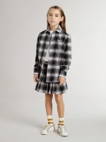 Kids' black and white checked shirt with white embroidery - Image 3
