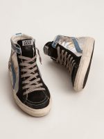 Slide in silver metallic leather with white leather star - Image 2