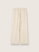 Unisex sweatpants in ecru and sand striped cotton and linen - Image 2