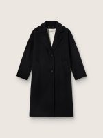 Women's single-breasted black cocoon coat