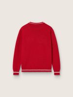 Kids' sweater in red cotton with embroidered logo - Image 2