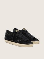 Women's Super-Star LTD in black suede with black glitter star and black leather heel tab - Image 2